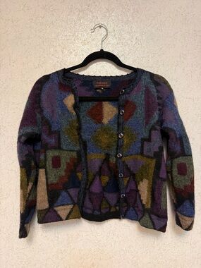 Tabask Handmade Multicolor Alpaca Wool Blend Cardigan Sweater